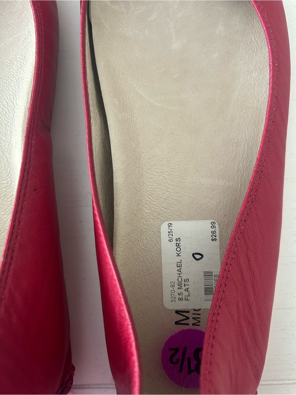 Michael Kors Red Leather MK Logo Round-Toe Ballet Flats - Picture 9 of 9